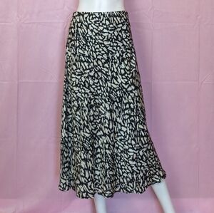 Nic+Zoe Abstract Print Black Night Midi Skirt size XS